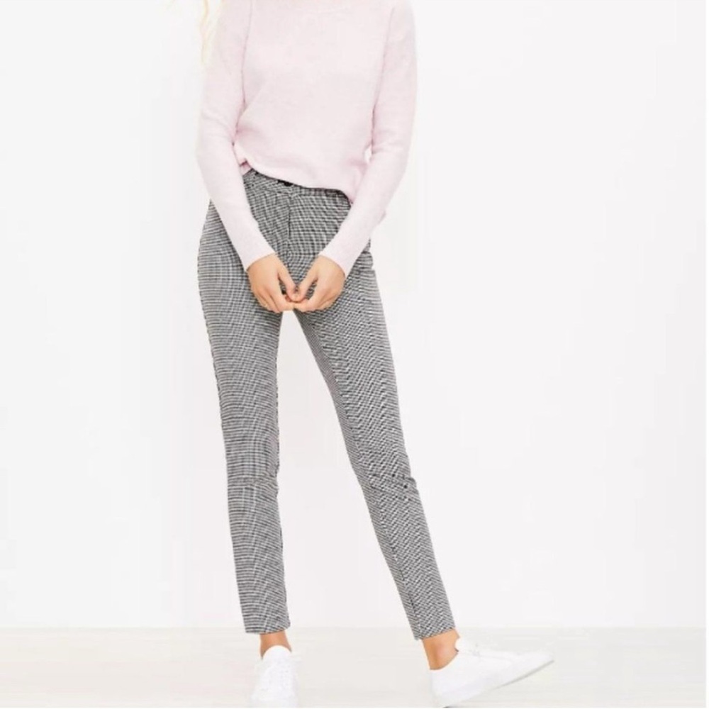LOFT The Perfect Skinny Black White Houndstooth Women’s Pants 0 NWT NEW